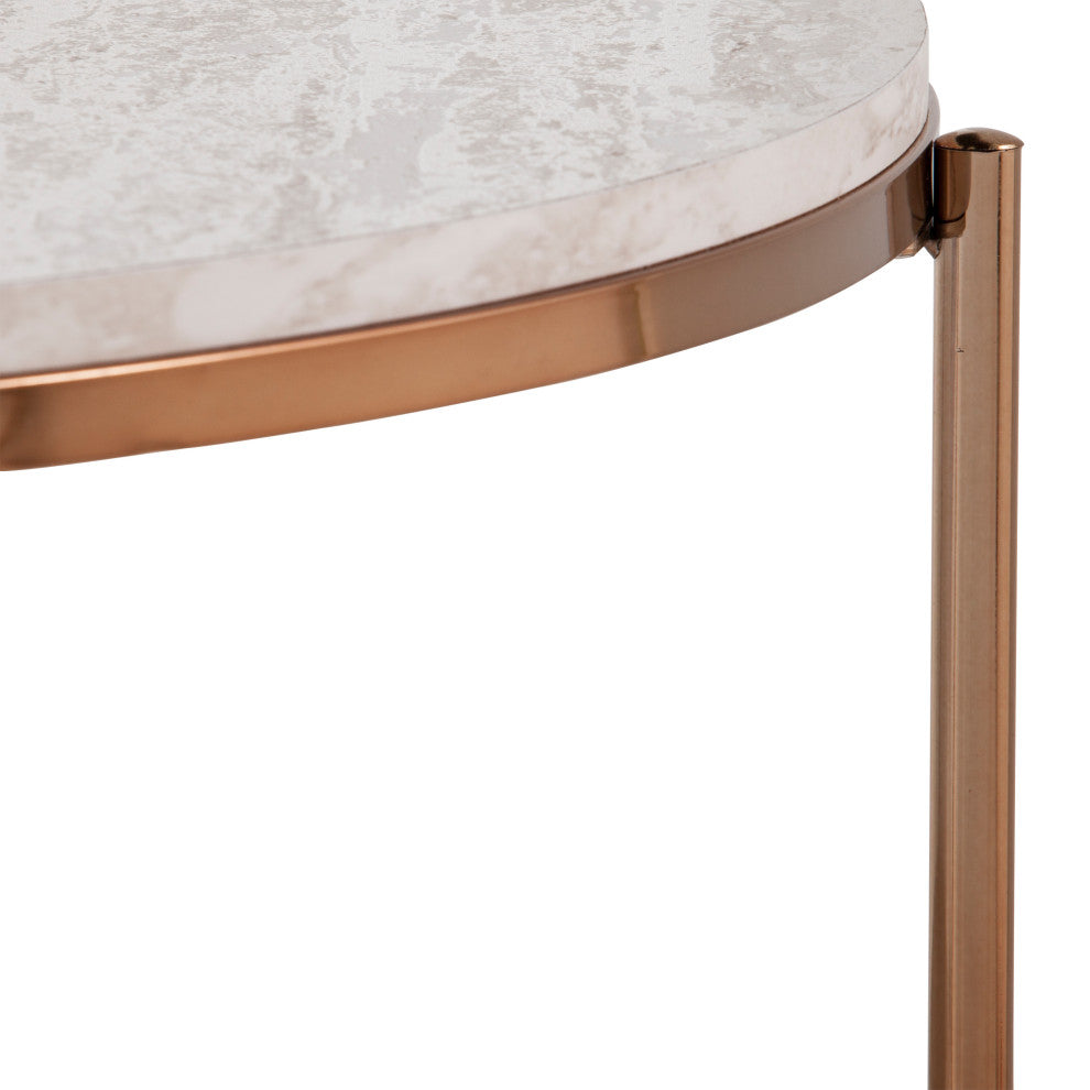 Fynfield Round Faux Stone Cocktail Table, Gold