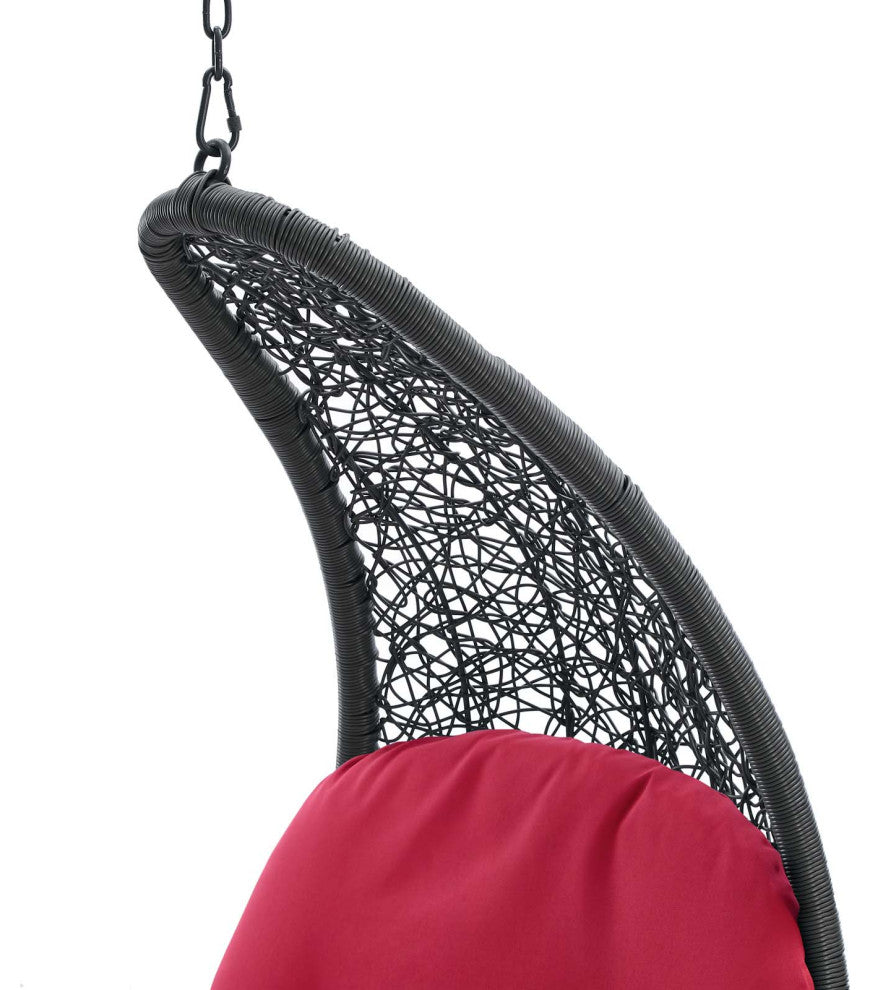 Swing Lounge Chair, Gray Red, Outdoor Patio Balcony Cafe Bistro Garden