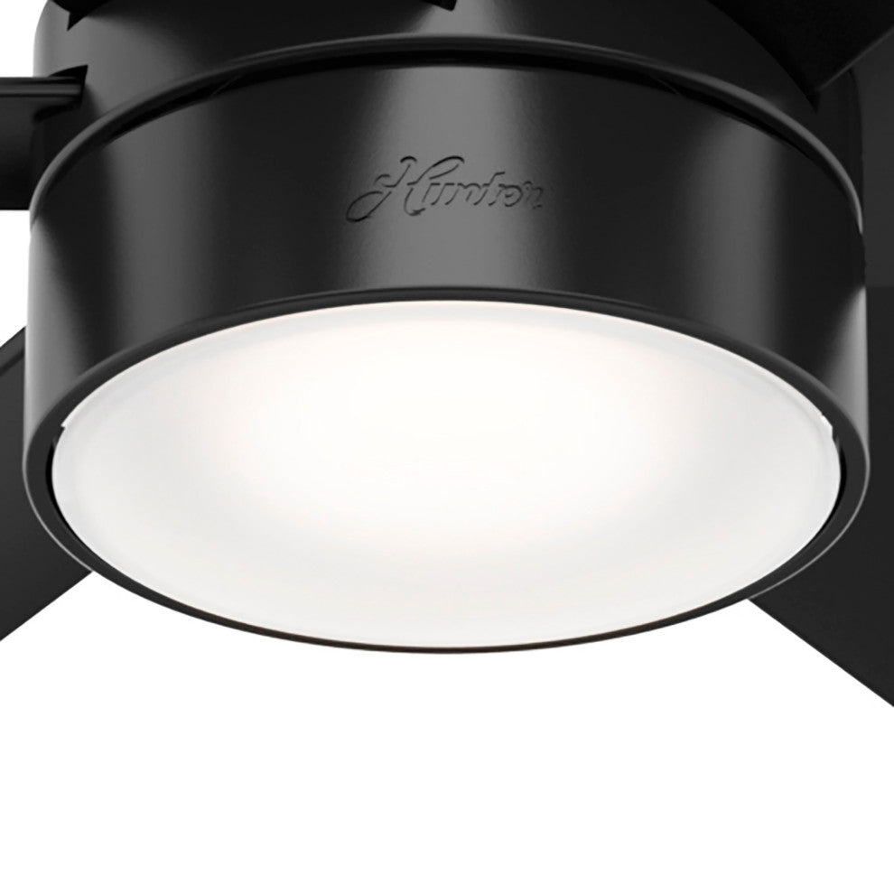Hunter 72" Solaria Outdoor Matte Black Ceiling Fan With LED Light and Remote