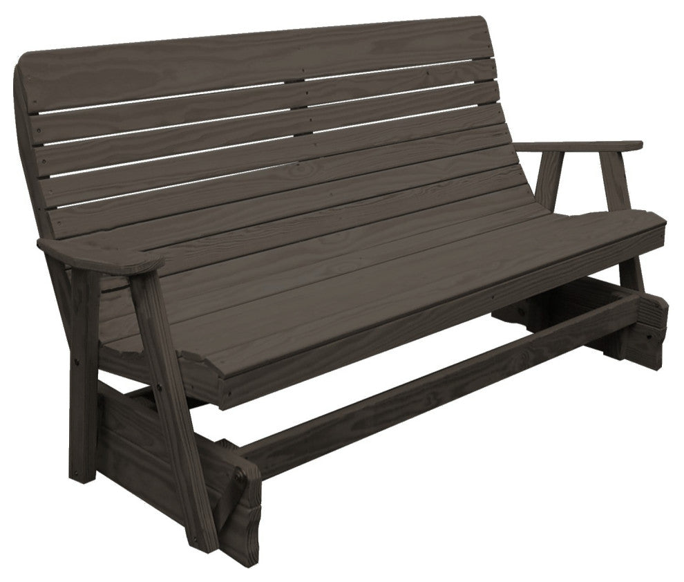Pressure Treated Pine Highback Glider, Charcoal Stain, 5 Foot