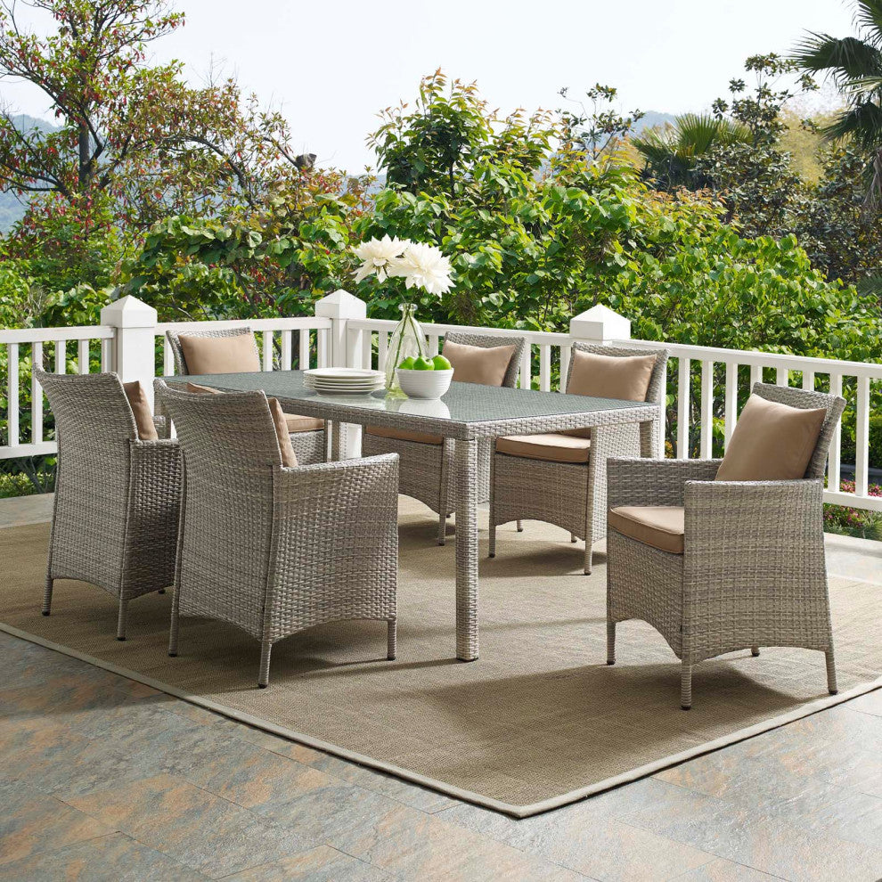 Lounge Sectional Sofa Chair Set, Rattan, Wicker, Gray Brown, Outdoor