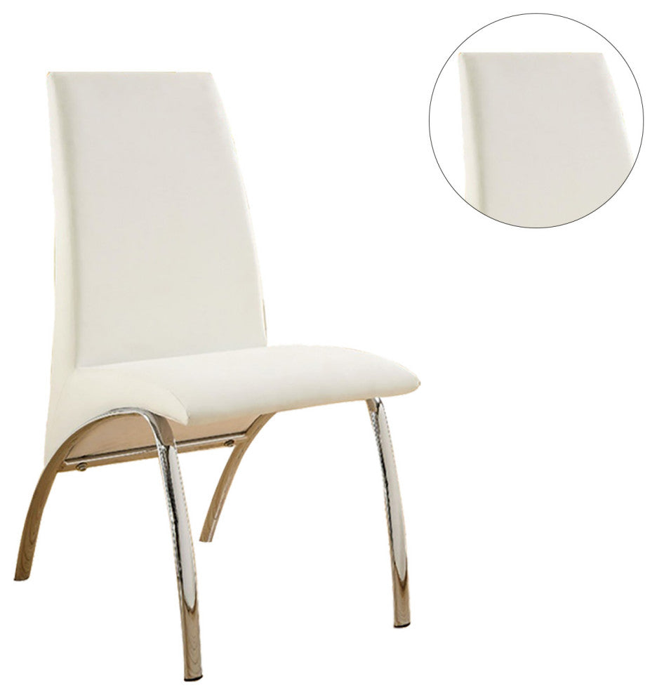 Leatherette Upholstered Side Chair, Set of 2, White