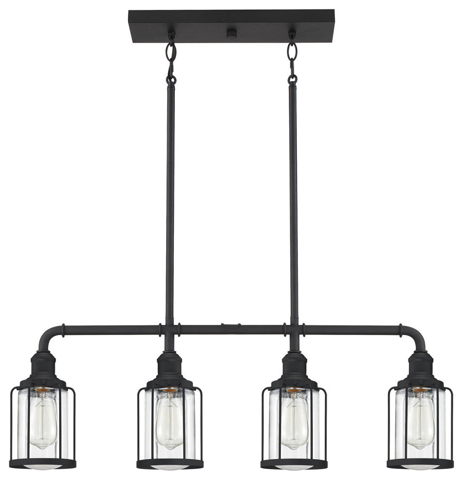 Quoizel LUD434 Ludlow 4 Light 34"W Linear Chandelier - Earth Black