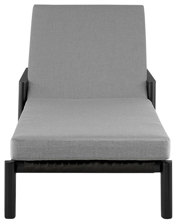 Outdoor Patio Adjustable Chaise Lounge Chair in Aluminum with Gray Cushions