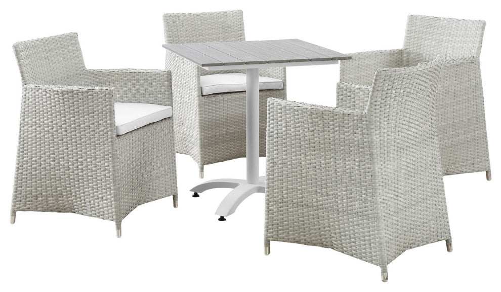 Gray White Junction 5 Piece Outdoor Patio Dining Set