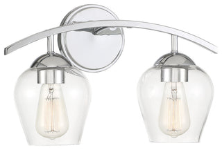 2-Light Bathroom Vanity Light, Matte Black, Chrome