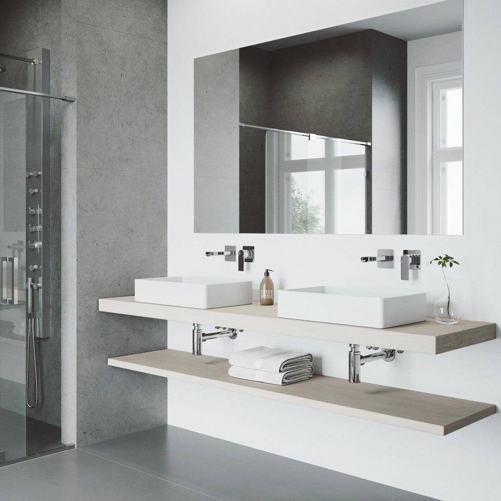 VIGO Atticus 5" H Single Handle Wall Mount Bathroom Faucet, Chrome