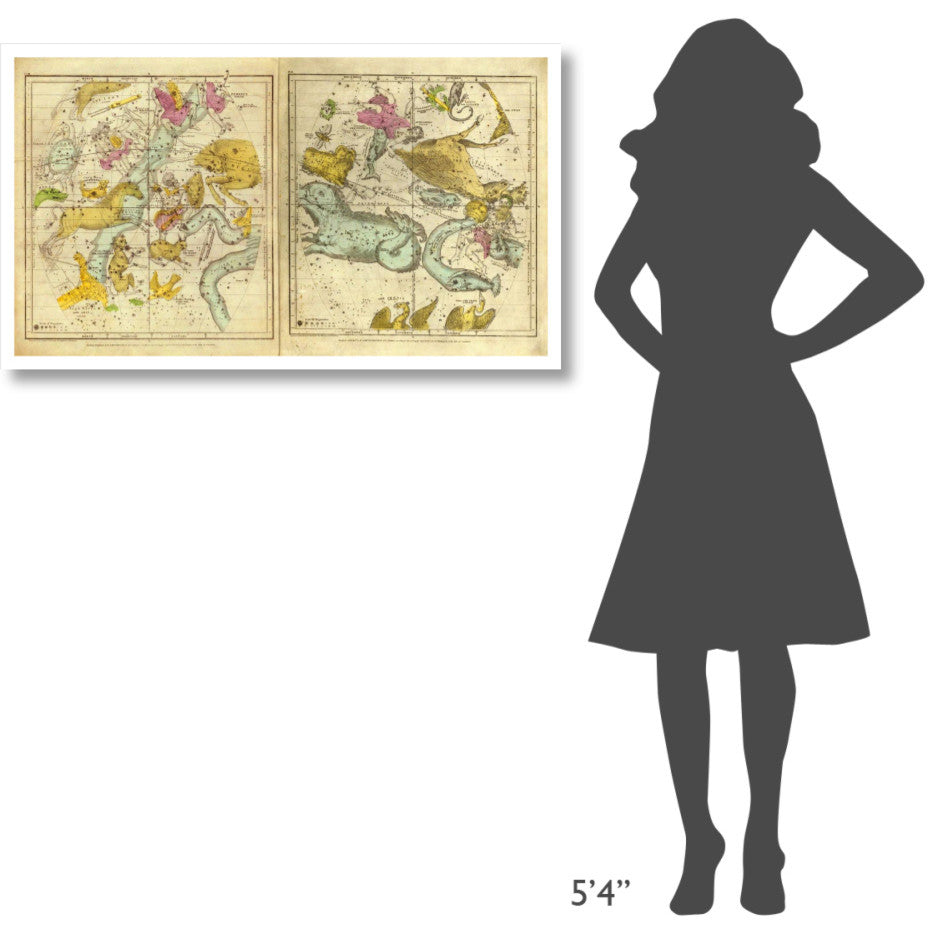 "The Constellations in October - March, 1835" Paper Art, 42"x24"