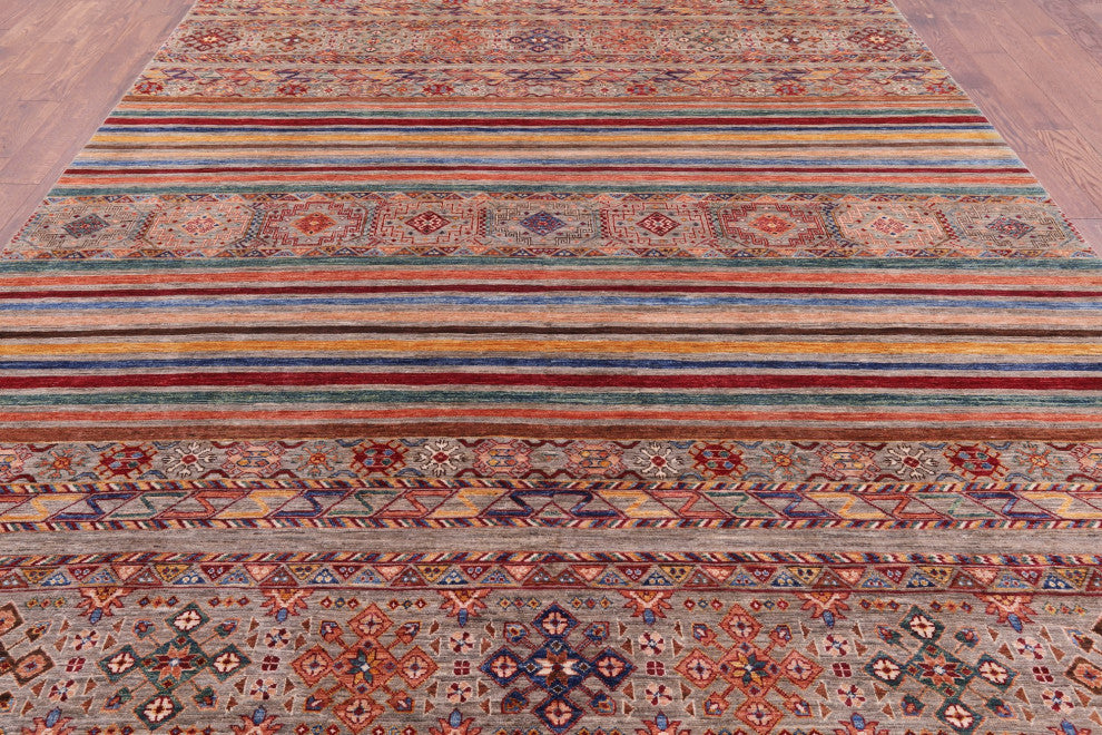 Khorjin Super Kazak Handmade Wool Rug 8' 9" X 12' 1" Q7428