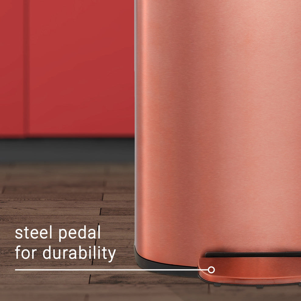 Connor 13-Gallon Trash Can With Soft-Close Lid and Mini Trash Can, Rose Gold