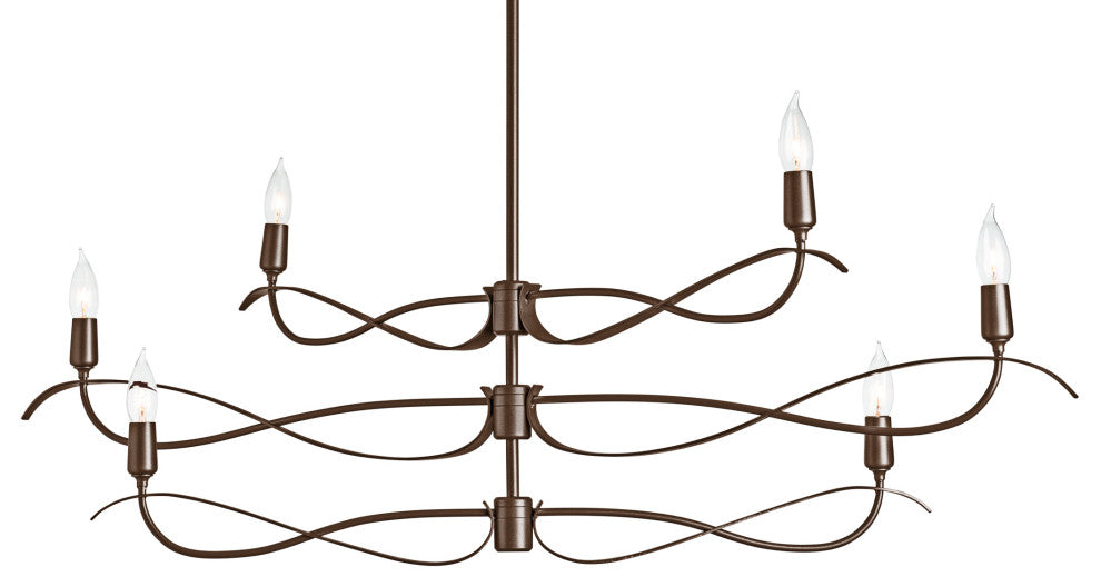 Willow 6-Light Small Chandelier, Bronze Finish, Standard Overall Height