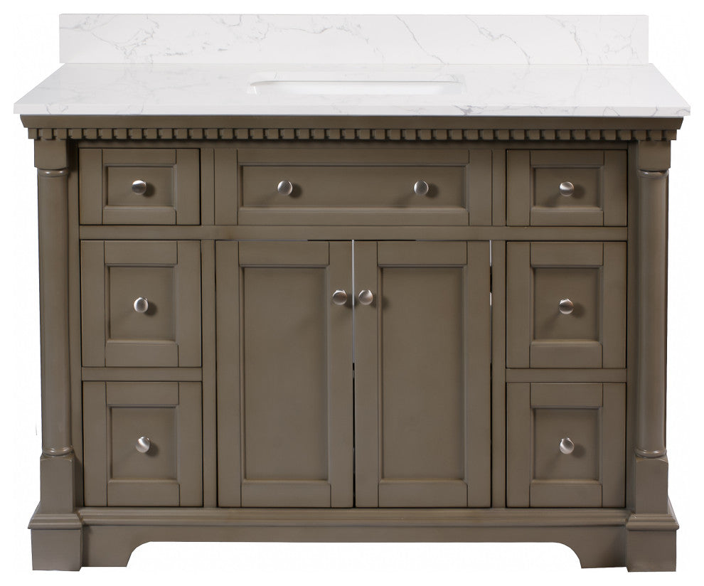 Sydney 48" Bathroom Vanity, Weathered Gray, Engineered Marble