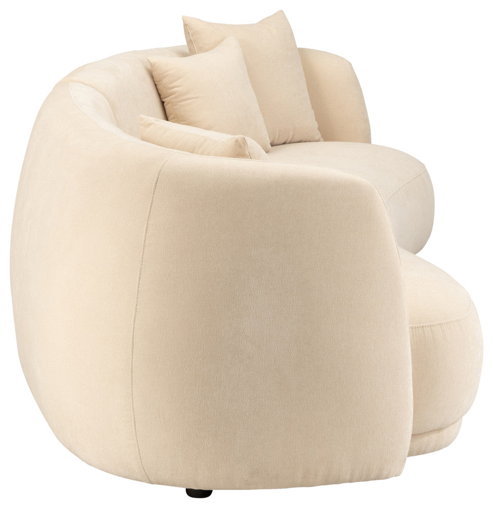 4-Seat Curved Sofa, Ivory/Beige
