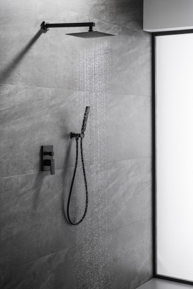 Givingtree Ceiling Mount Pressure-Balanced Shower System 10 in,Matte Black