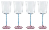 4-Piece Sachi Red Wine Glass Set, Pink and Blue