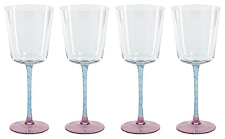 4-Piece Sachi Red Wine Glass Set, Pink and Blue