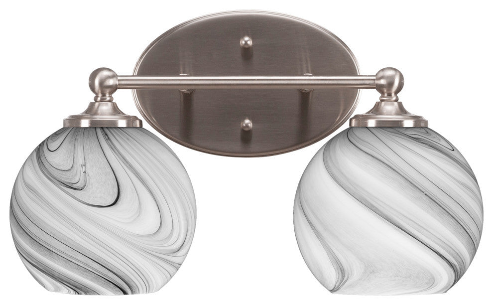Capri 2-Light Bath Bar, Brushed Nickel/Onyx Swirl