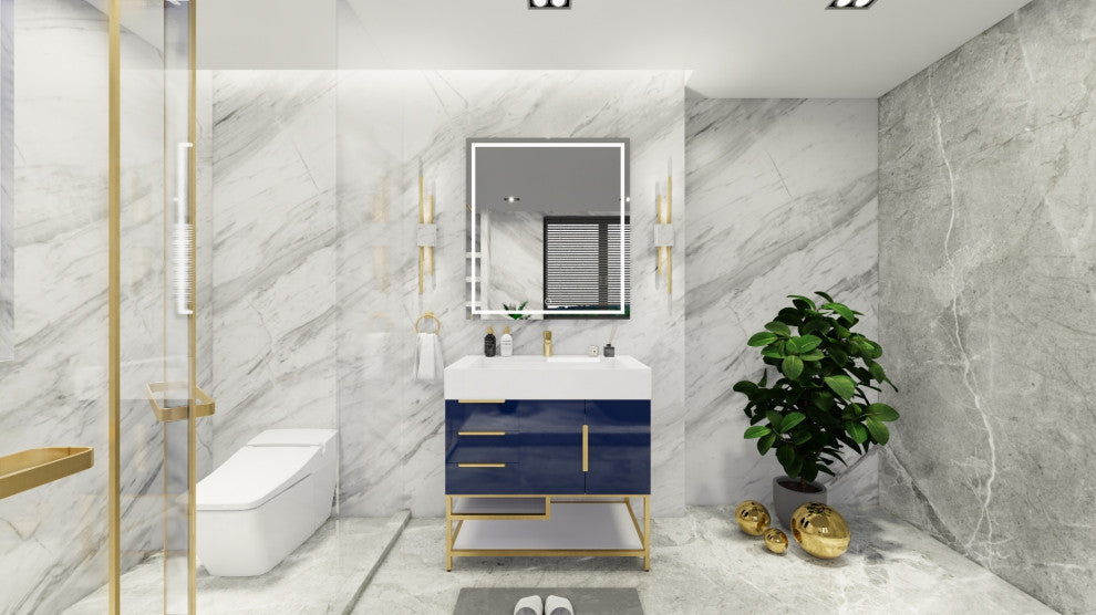 Madison 36" Freestanding Vanity With Reinforced Acrylic Sink, High Gloss Blue