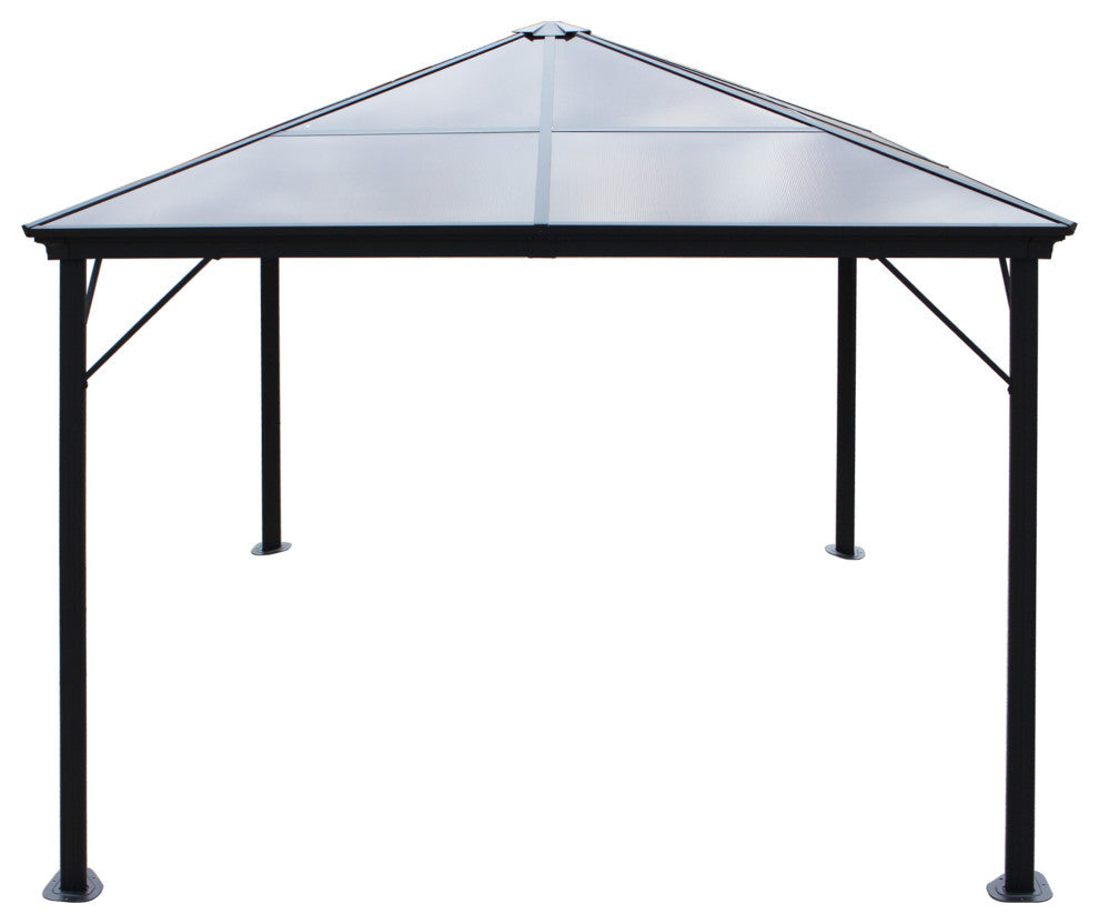 GDF Studio Halley Outdoor 10'x10' Aluminum Framed Gazebo, No Curtains, Black