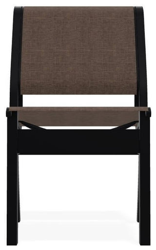 Leeward Sling Stackable Outdoor Dining Chair, Mocha/Black