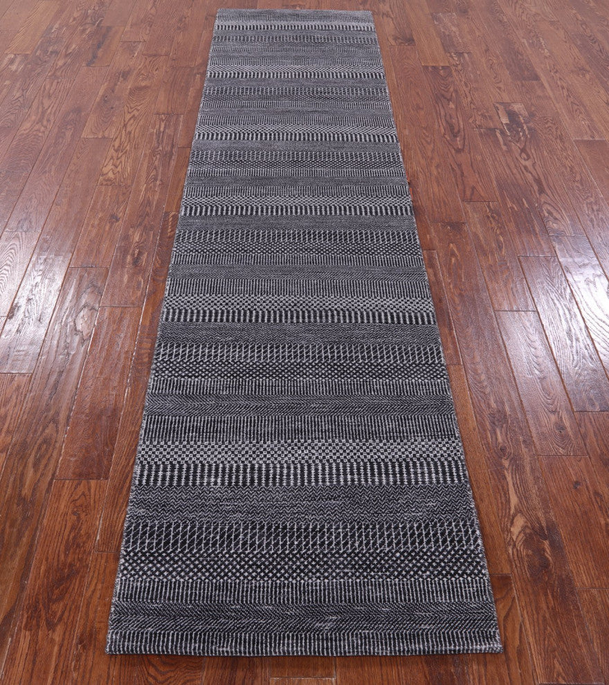 2' 7" X 10' 2" Hand Knotted Savannah Grass Wool and Silk Runner Rug Q11964