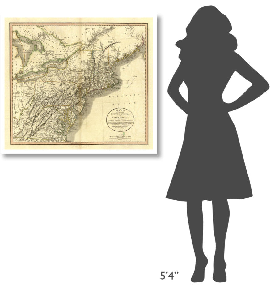 "New York, Vermont, New Hampshire, 1806" Print by John Cary, 38"x34"