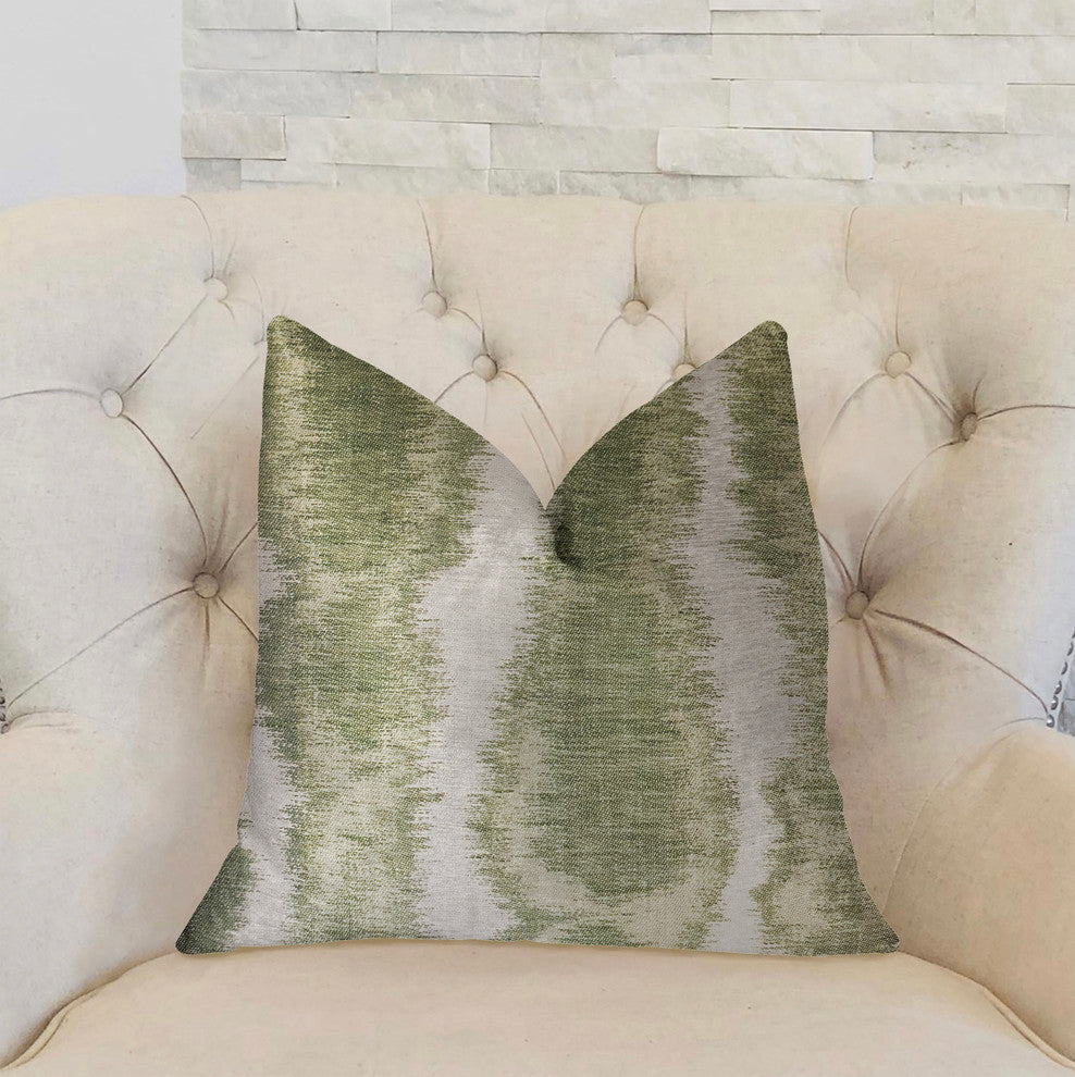 Green Haven Green and Beige Luxury Throw Pillow, 18"x18"