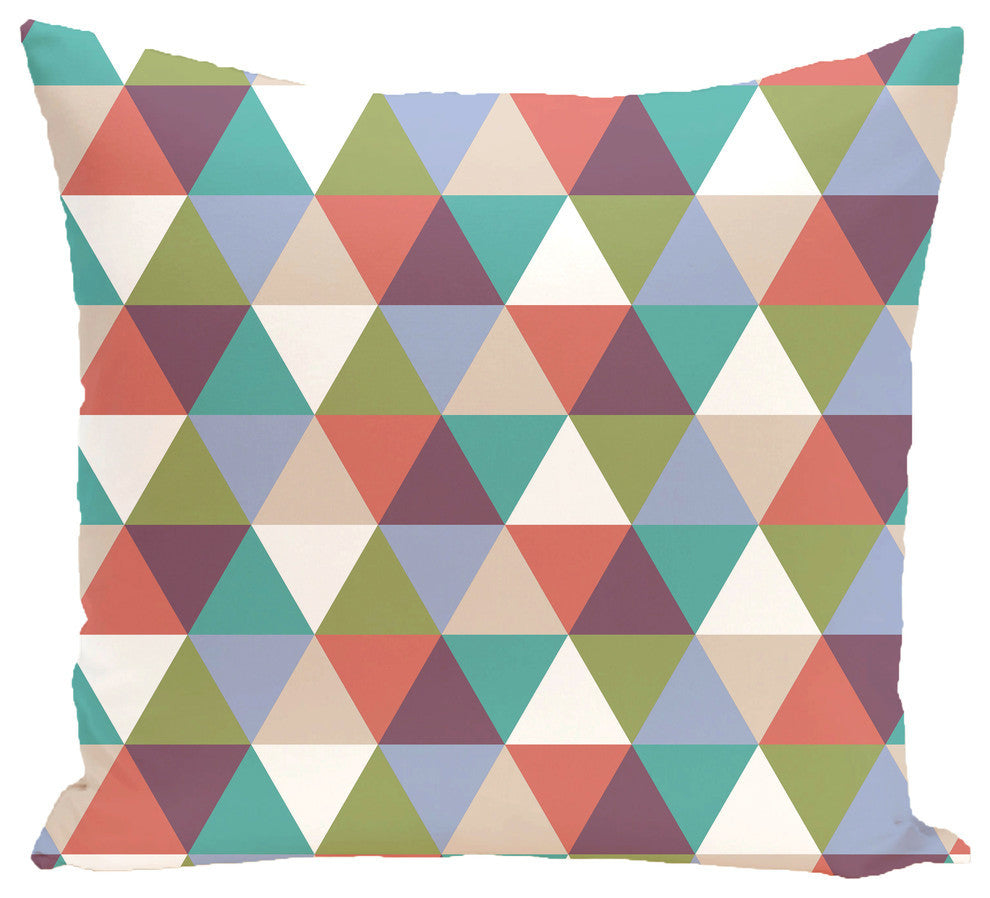 Triangles! Geometric Print Pillow, Jade, 18"x18"