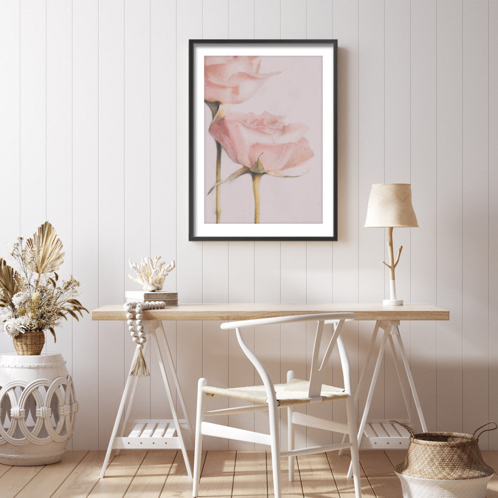 Two Roses Framed Print Wall Art by Delphine Devos, 16"x24", Framed