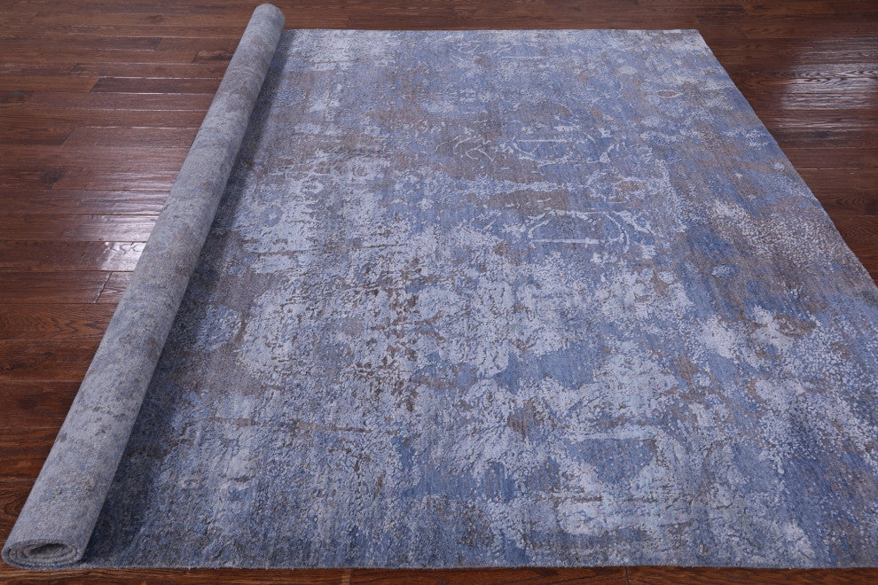 7' 11" X 10' 0" Wool and Silk Modern Handmade Rug Q9045