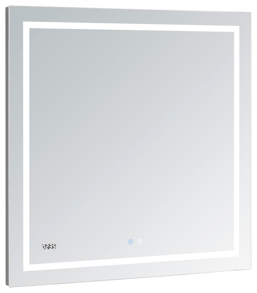AQUADOM Daytona LED Wall-Mount Mirror Defogger Digital Clock 36"x36"x1"