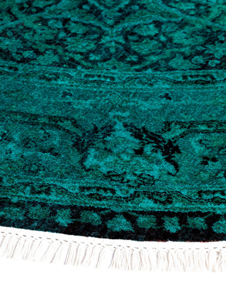 Fine Vibrance, One-of-a-Kind Hand-Knotted Area Rug Green, 6'1"x6'1"