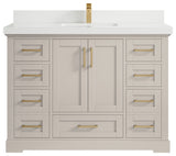 Boston 48" Single Sink Bath Vanity in Fine Grain 2" White Quartz
