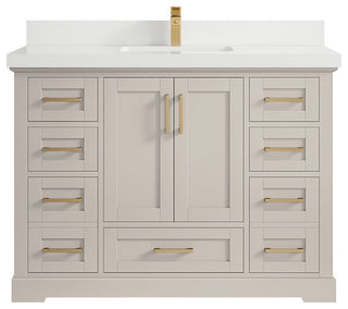 Boston 48" Single Sink Bath Vanity in Fine Grain 2" White Quartz