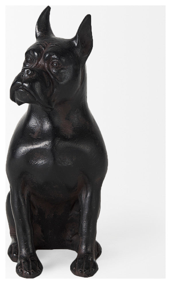 Rocky Black Resin Boxer Dog