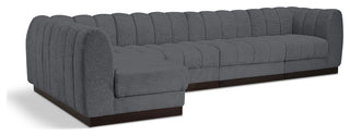 Quinn Chenille Upholstered 5-Piece L-Shaped Modular Sectional, Grey