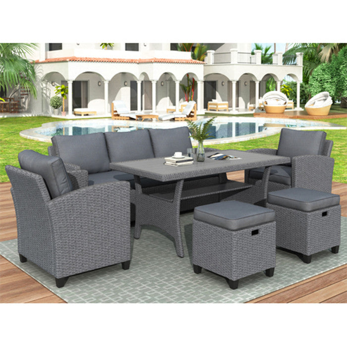 6 Piece Rattan Wicker Set Patio Garden Furniture