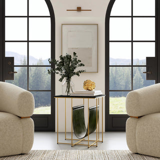 Stephanik 20.25" W Rectangular Marble, Leather Magazine Side Table