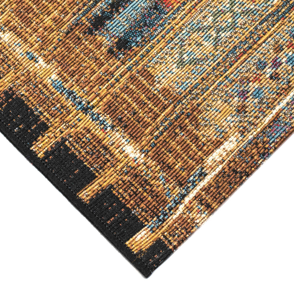 Esencia Tribal Stripe Indoor/Outdoor Mat Gold 1'11"x4'11"