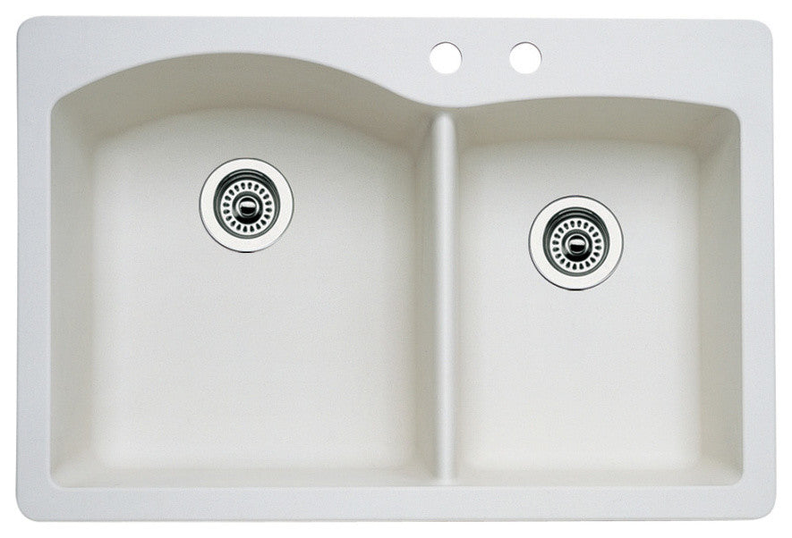 Blanco 440217-2 Diamond 33"x22" Granite Double Bowl Kitchen Sink, Biscuit