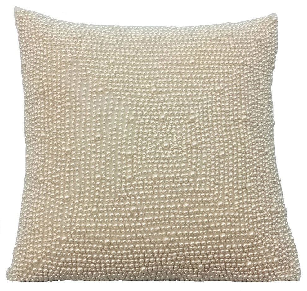 Ivory Decorative Pillow Covers 12"x12" Silk, Pearl World