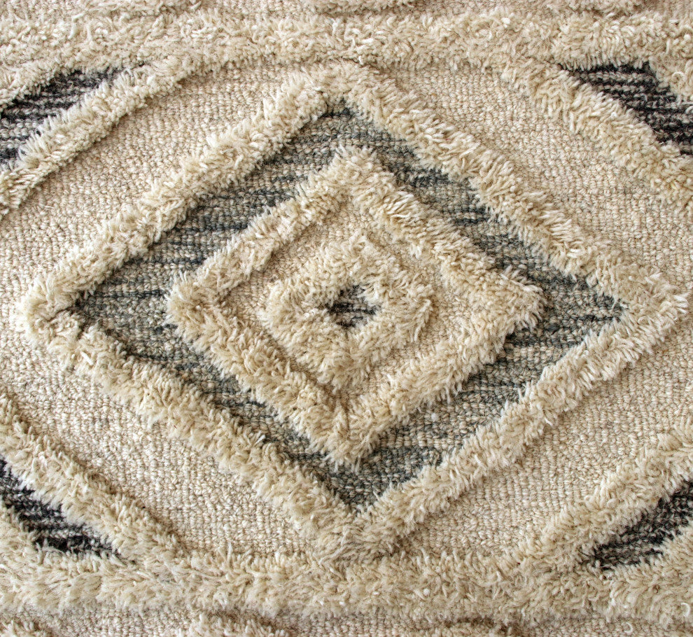 Contemporary Tufted Geometric Motif Round Rug, 4' Round