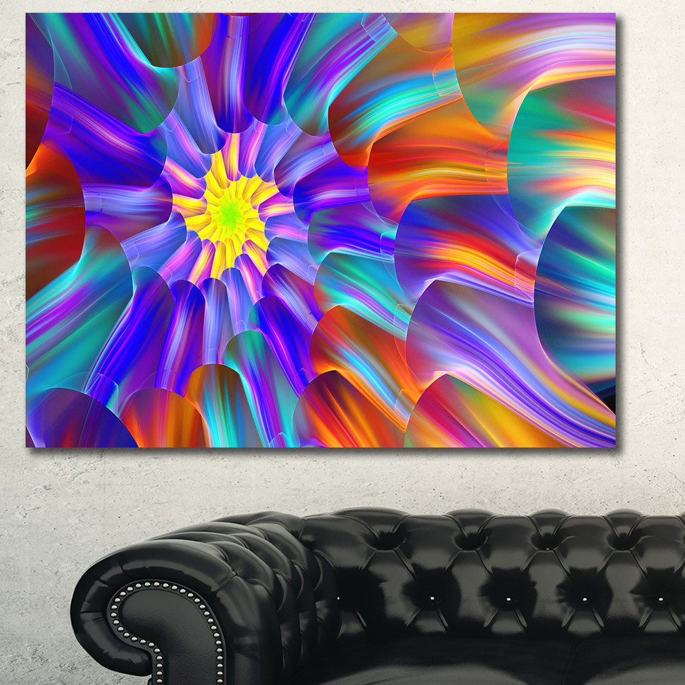 Spectacular Stain Glass with Spirals, Floral Canvas Art Print, 40"x30"