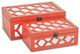 Set of Coral Quatrefoil Mirror Jewelry Storage Boxes