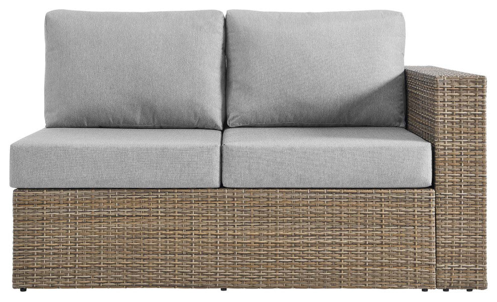 Outdoor Patio Outdoor Patio Sectional Sofa and Ottoman Set, Cappuccino Gray