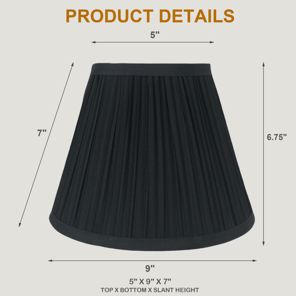 Softback Mushroom Pleated Lamp Shade, 5x9x7", Black, Single