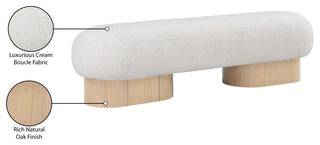 Robertson Boucle Fabric Upholstered Bench, Cream, Natural Oak Finish