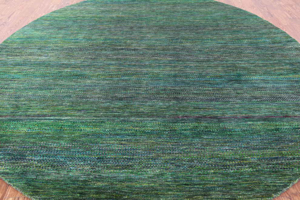 10' Round Hand Knotted Super Savannah Gabbeh Wool and Silk Rug Q8637
