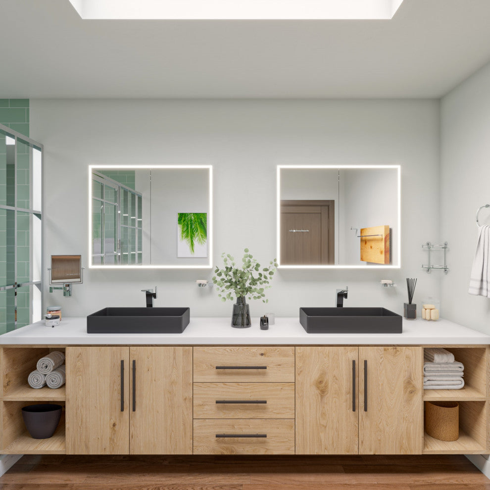 Black Matte 24" Modern Rectangular Above Mount Ceramic Sink