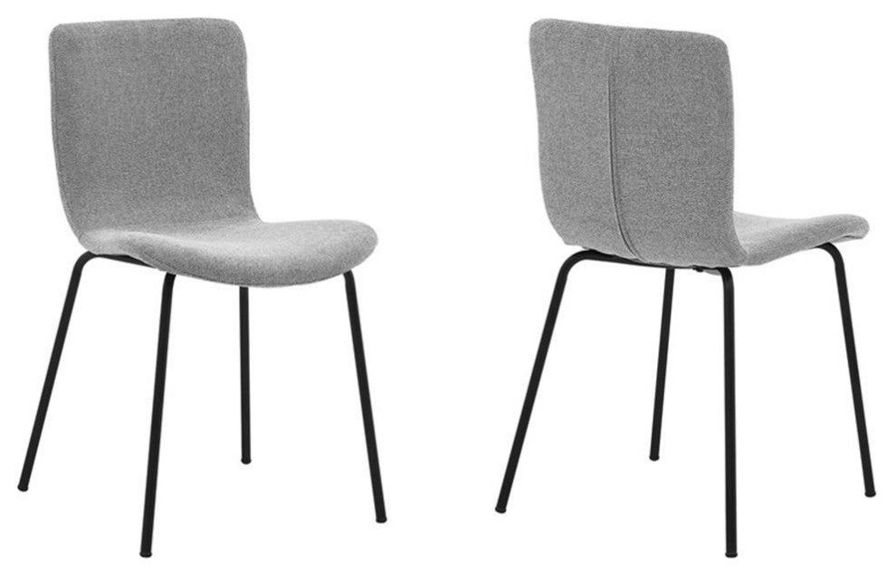 Armen Living Gillian 19" Fabric Dining Room Chairs in Gray/Black (Set of 2)